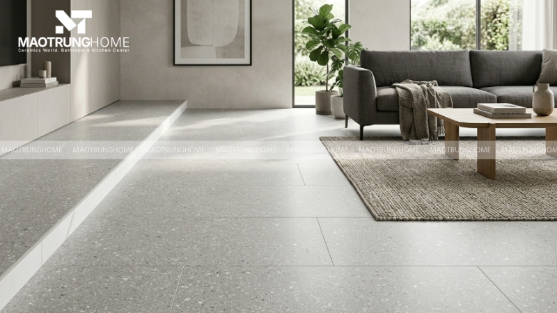 Mẫu terrazzo nền xám sáng
