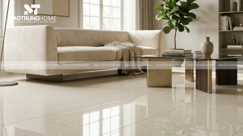 Terrazzo nền sáng phù hợp căn hộ nhỏ hoặc khu vực thiếu sáng tự nhiên