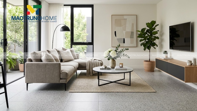 Mẫu terrazzo hạt nhỏ cho nền nhà tinh tế, ít rối mắt (Mẫu 3)