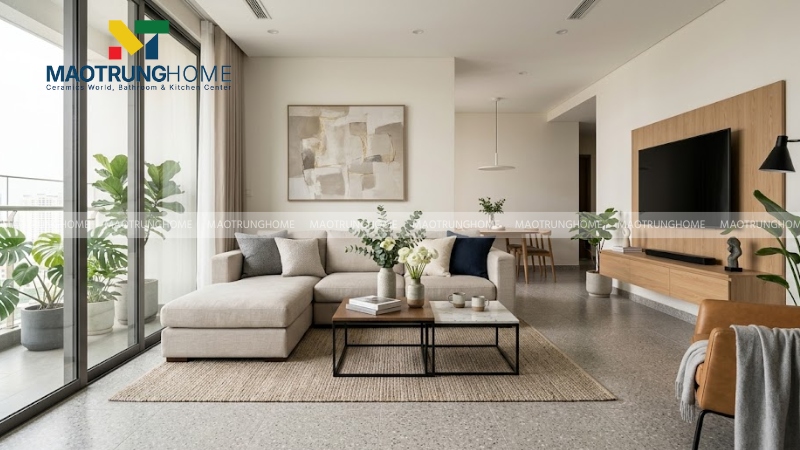 Mẫu terrazzo hạt nhỏ cho nền nhà tinh tế, ít rối mắt (Mẫu 4)