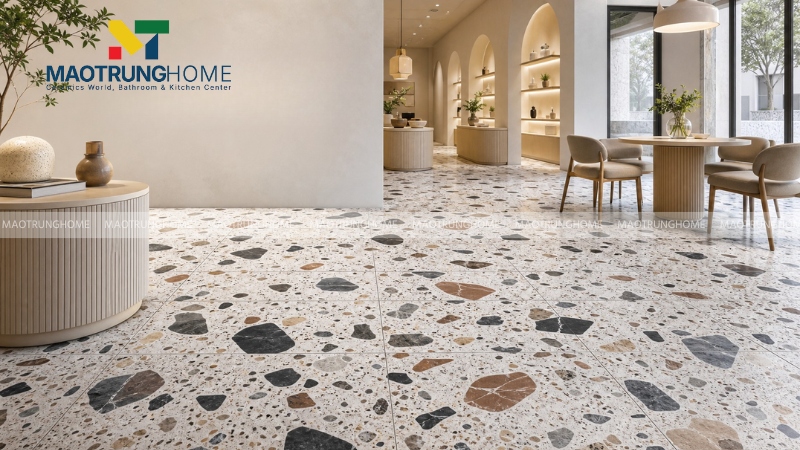 Mẫu terrazzo hạt to tạo điểm nhấn thị giác (Mẫu 1)