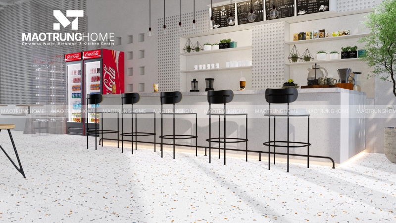 Chọn gạch terrazzo 600x600 cho quán cafe, quán ăn hoặc showroom