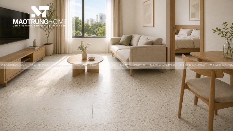 Mẫu terrazzo nền sáng cho không gian cần độ thoáng (Mẫu 1)
