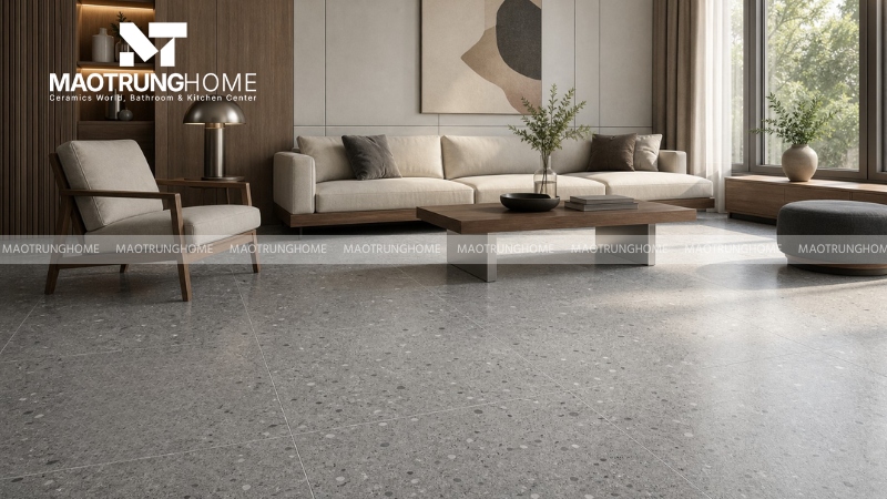 Mẫu terrazzo xám hiện đại, dễ phối nội thất (Mẫu 1)