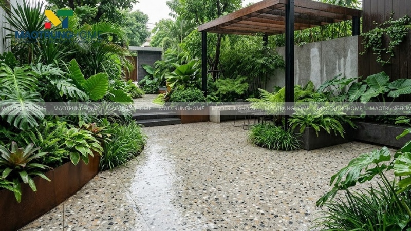 Gạch terrazzo bề mặt nhám chống trượt lát sân vườn