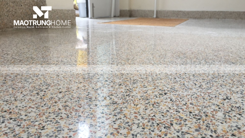 Mẫu terrazzo bóng hạt nhỏ, nền nhẹ (Mẫu 2)