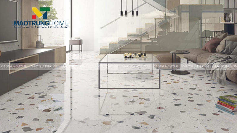 Mẫu terrazzo bóng hạt lớn, tương phản cao (Mẫu 1)