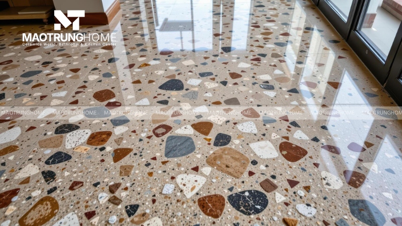 Mẫu terrazzo bóng hạt lớn, tương phản cao (Mẫu 2)