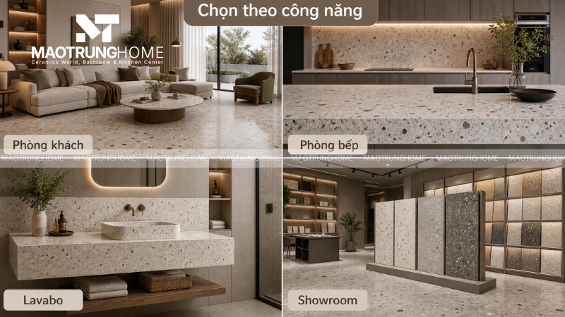 Cách chọn mẫu gạch terrazzo bóng nào cho từng không gian