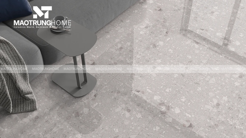 Mẫu terrazzo bóng tông xám và ghi (Mẫu 1)