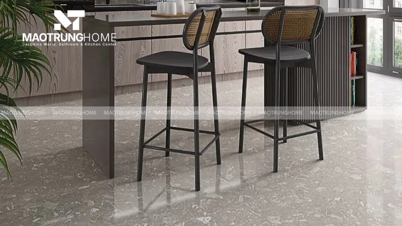 Mẫu terrazzo bóng tông xám và ghi (Mẫu 3)