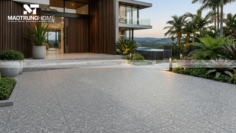 Mẫu terrazzo hạt đá nền xám hoặc ghi
