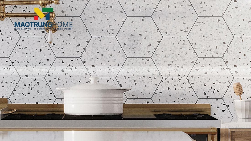 Mẫu terrazzo nền trắng hạt màu (Mẫu 1)