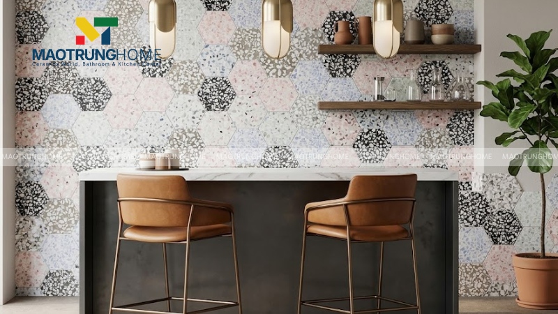 Mẫu terrazzo pastel hoặc đa sắc tạo điểm nhấn (Mẫu 4)