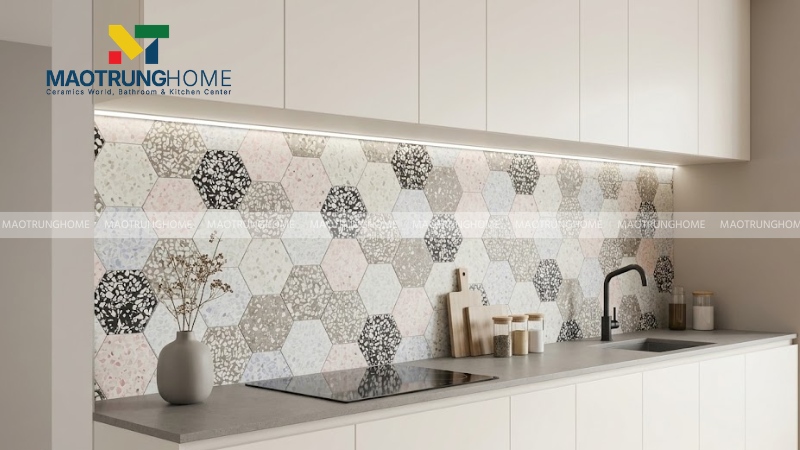Mẫu terrazzo pastel hoặc đa sắc tạo điểm nhấn (Mẫu 5)