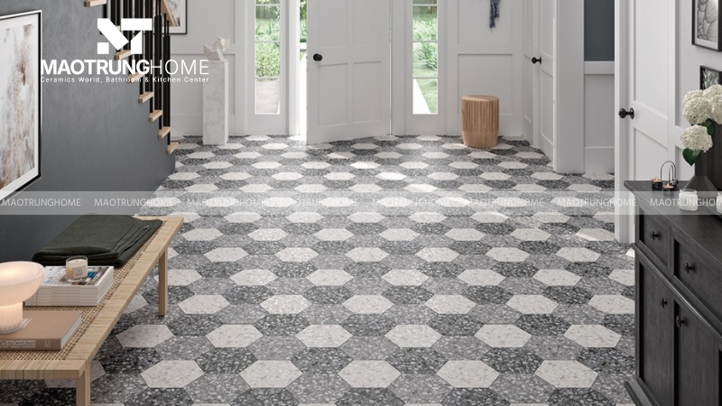 Mẫu terrazzo tông đen hoặc tương phản mạnh (Mẫu 1)