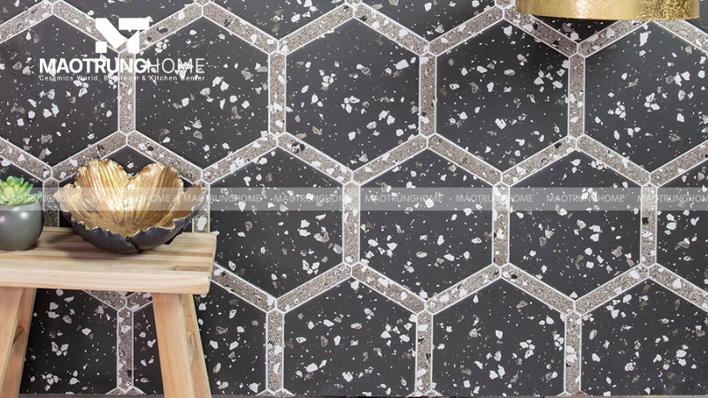 Mẫu terrazzo tông đen hoặc tương phản mạnh (Mẫu 2)