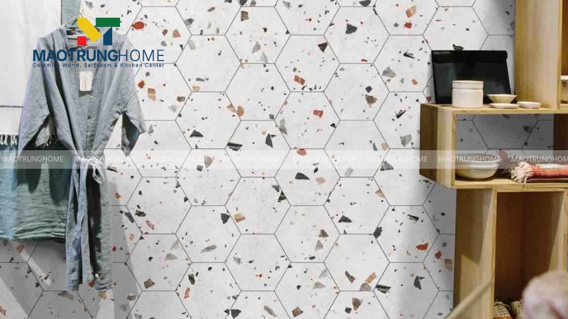 Mẫu terrazzo nền trắng hạt màu (Mẫu 2)