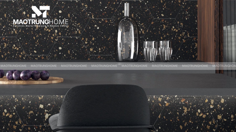 Mẫu terrazzo tông đen hoặc tương phản mạnh (Mẫu 5)