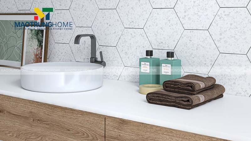 Mẫu terrazzo nền trắng hạt màu (Mẫu 3)