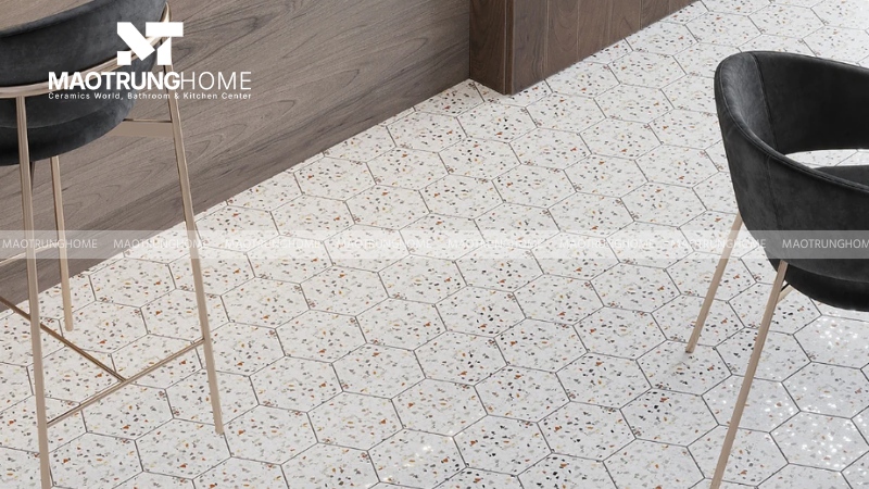 Mẫu terrazzo nền trắng hạt màu (Mẫu 4)