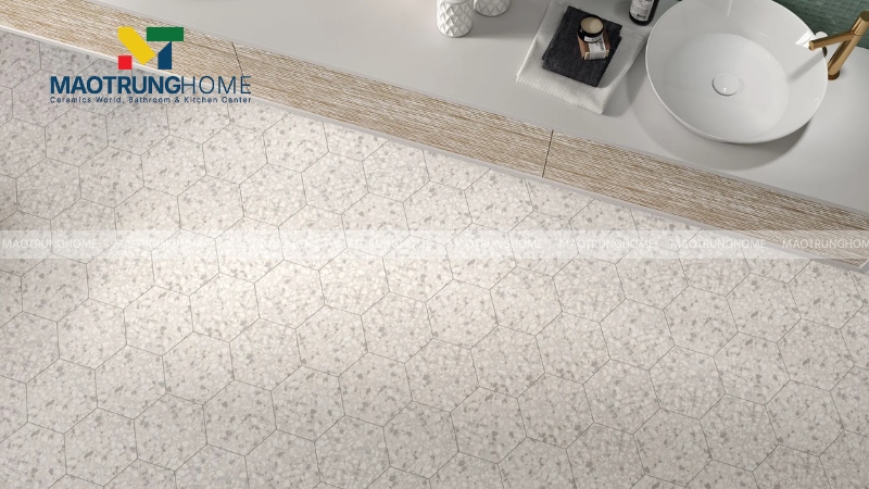 Mẫu terrazzo nền trắng hạt màu (Mẫu 5)