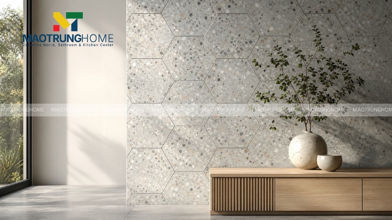 Mẫu terrazzo xám xi măng trung tính (Mẫu 1)