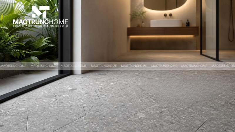 Mẫu terrazzo xám xi măng trung tính (Mẫu 2)
