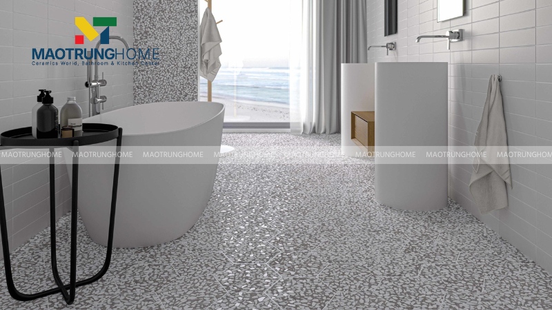 Mẫu terrazzo xám xi măng trung tính (Mẫu 4)
