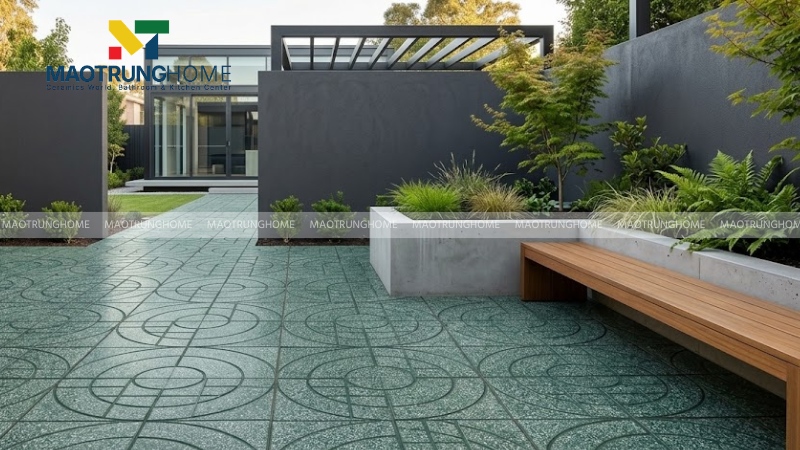 Mẫu gạch terrazzo mắt nai màu xanh (Mẫu 1)