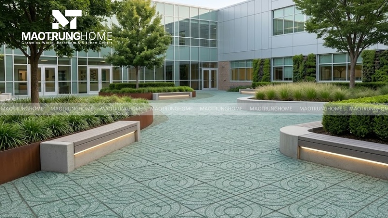 Mẫu gạch terrazzo mắt nai màu xanh (Mẫu 2)
