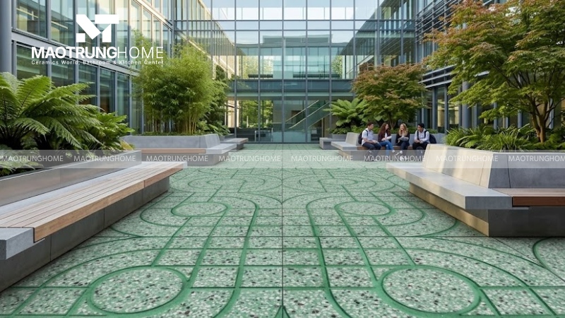 Mẫu gạch terrazzo mắt nai màu xanh (Mẫu 3)