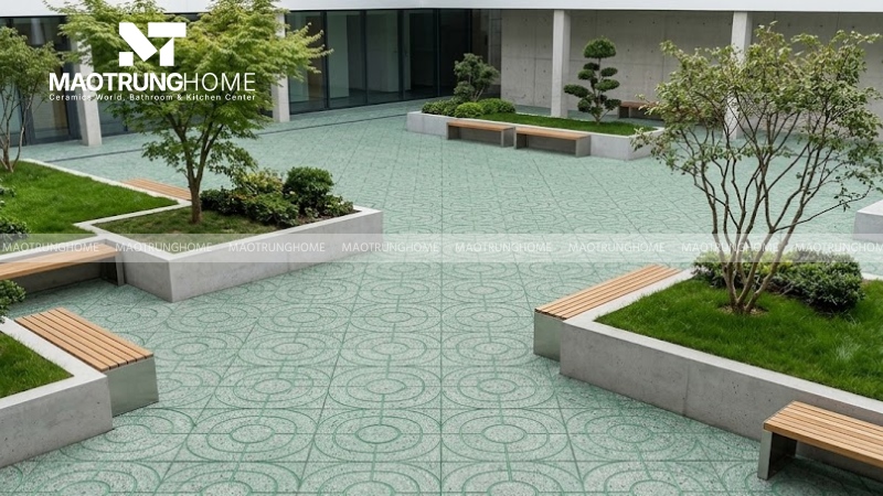 Mẫu gạch terrazzo mắt nai màu xanh (Mẫu 4)
