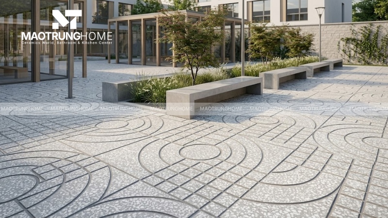 Mẫu gạch terrazzo mắt nai màu xám (Mẫu 2)