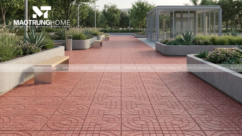 Mẫu gạch terrazzo mắt nai màu đỏ (Mẫu 1)