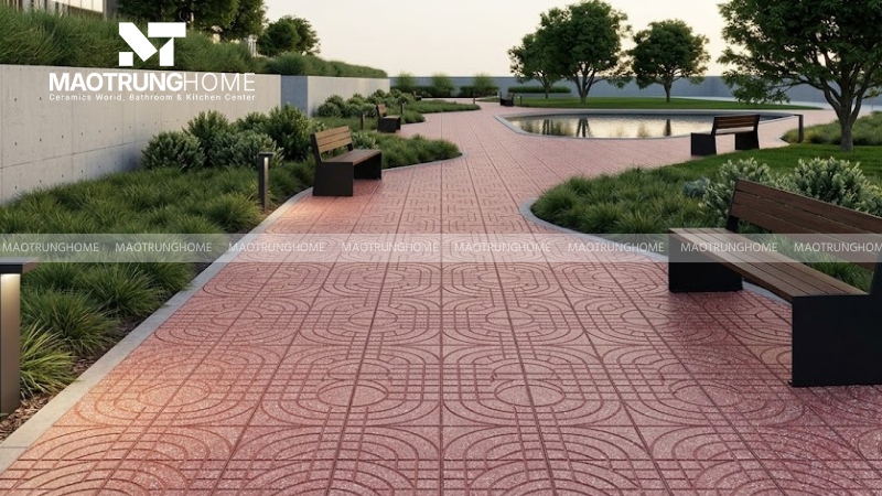 Mẫu gạch terrazzo mắt nai màu đỏ (Mẫu 3)