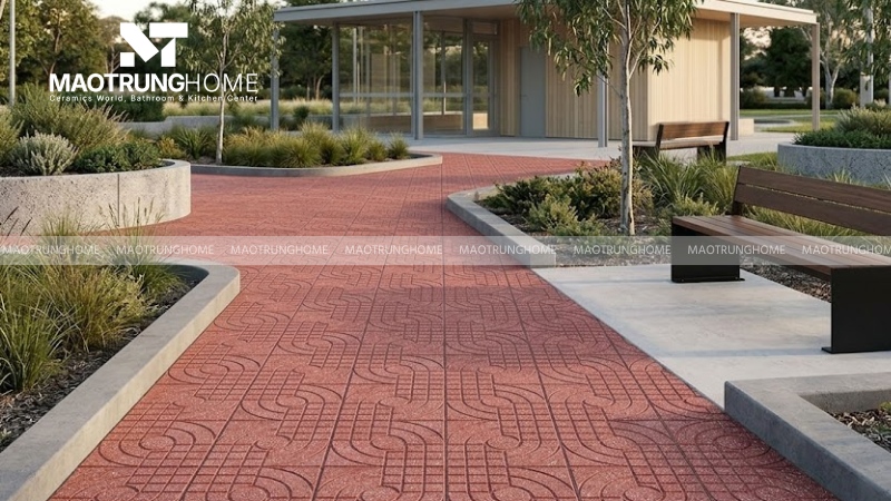 Mẫu gạch terrazzo mắt nai màu đỏ (Mẫu 4)