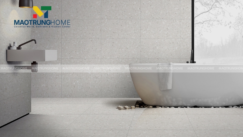 Mẫu terrazzo xám đậm hoặc tương phản cao cho master bathroom (Mẫu 3)