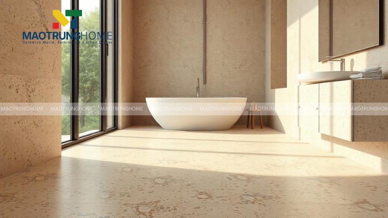Mẫu terrazzo be - kem cho nhà tắm ấm, nhẹ và ít lỗi mốt (Mẫu 2)