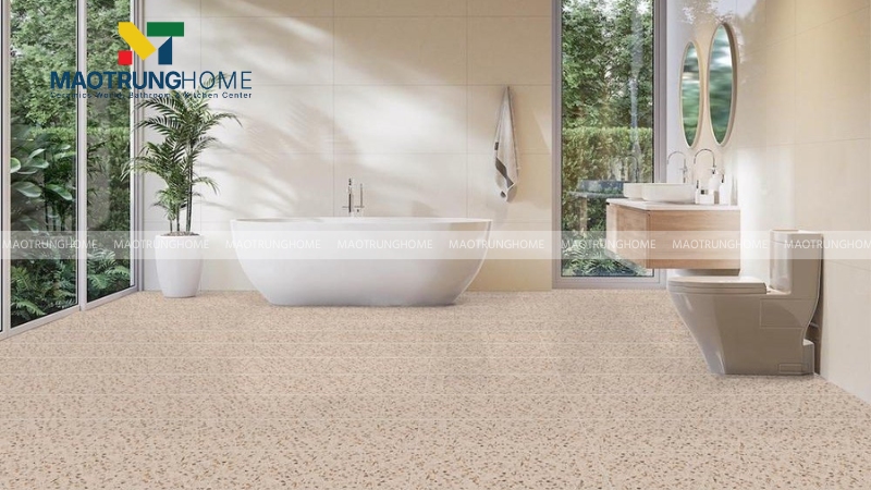 Mẫu terrazzo be - kem cho nhà tắm ấm, nhẹ và ít lỗi mốt (Mẫu 3)