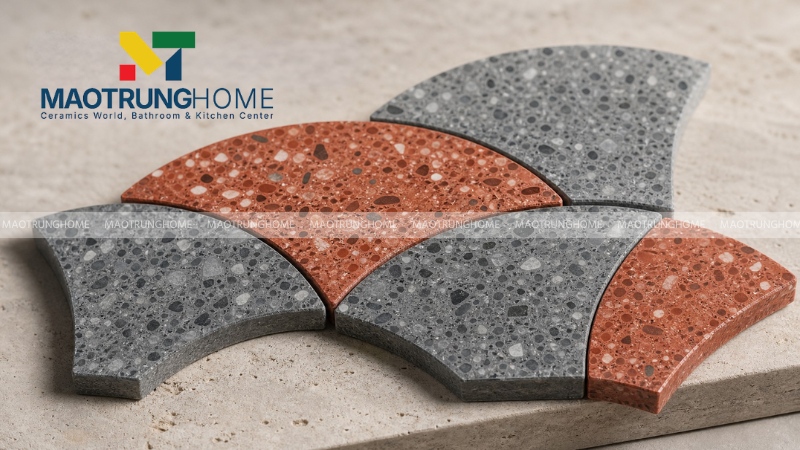 Gạch terrazzo rẻ quạt là dòng gạch lát vỉa hè và sân ngoài trời