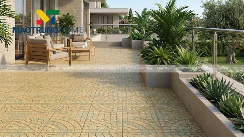 Mẫu gạch terrazzo rẻ quạt vàng/xanh (Mẫu 4)