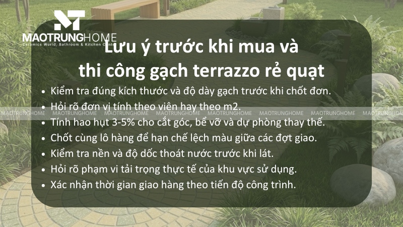 Lưu ý trước khi mua và thi công gạch terrazzo rẻ quạt