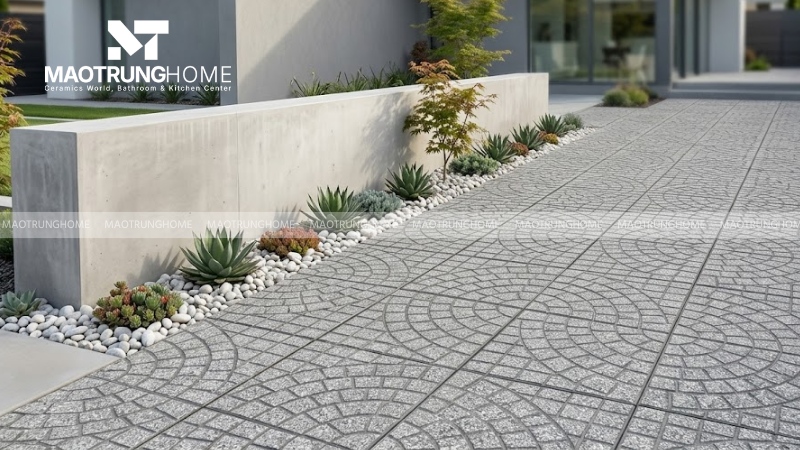 Mẫu gạch terrazzo rẻ quạt ghi/xám (Mẫu 2)