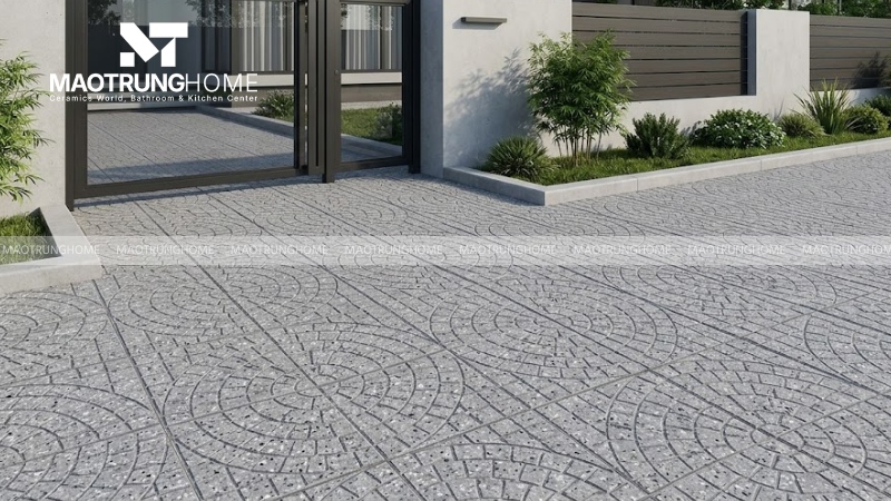 Mẫu gạch terrazzo rẻ quạt ghi/xám (Mẫu 3)