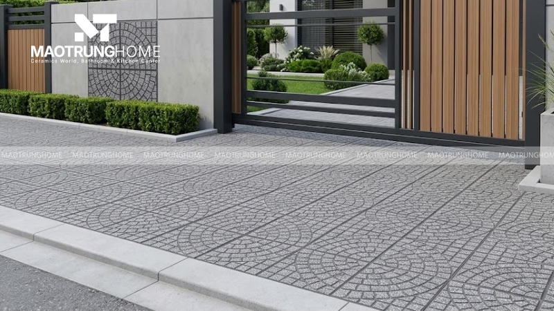 Mẫu gạch terrazzo rẻ quạt ghi/xám (Mẫu 4)
