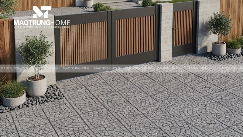 Mẫu gạch terrazzo rẻ quạt ghi/xám (Mẫu 6)