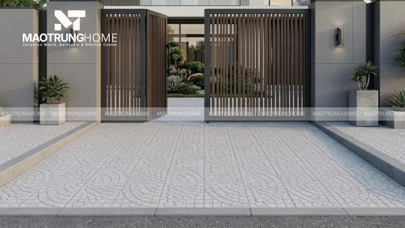 Mẫu gạch terrazzo rẻ quạt ghi/xám (Mẫu 7)