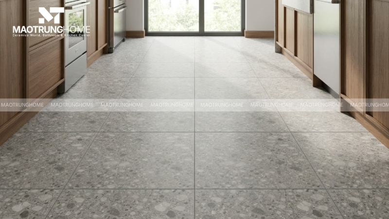 Nhóm terrazzo xám trung tính thường là lựa chọn an toàn