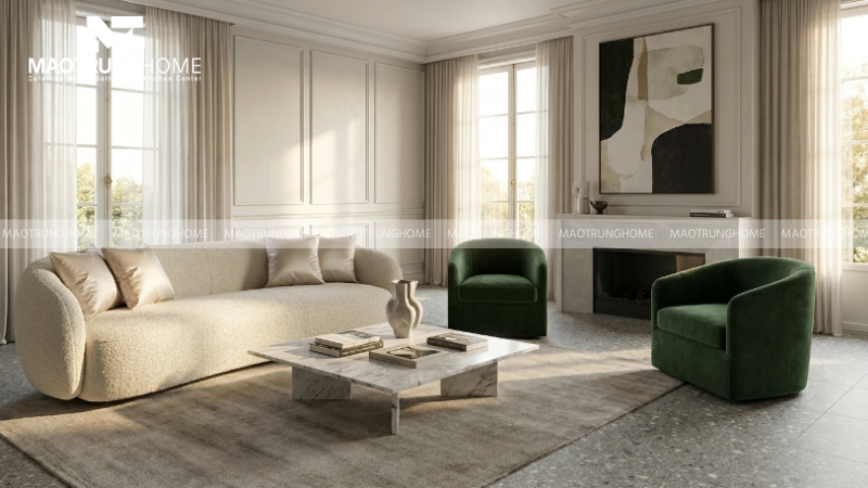Mẫu terrazzo xám xi măng cần không gian đủ sáng